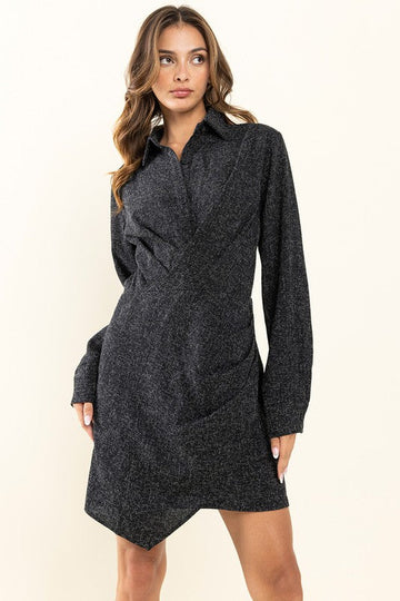 BLACK COLLARED MINI DRESS