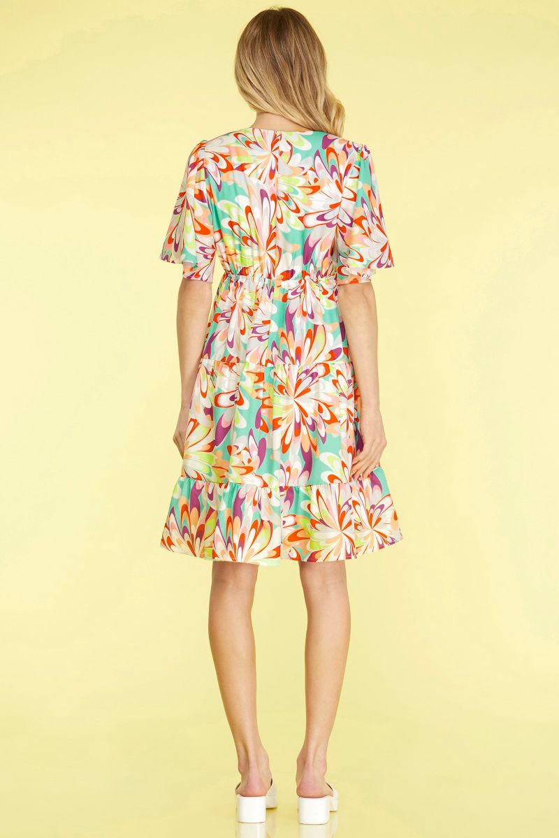 JADE FLUTTER SLEEVES TIERED WOVEN MINI DRESS