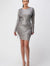 GREY ANIMAL PRINT KEY-HOLE BACK CLOSURE LONG SLEEVES MNI DRESS